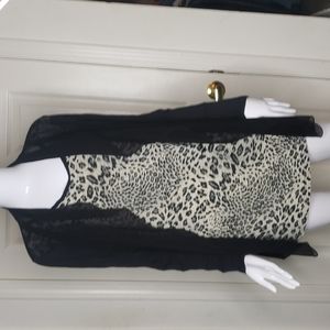 🤯3/$12 LQSD Onepiece Faux Cardigan Animal Print Longsleeve Top X-Large